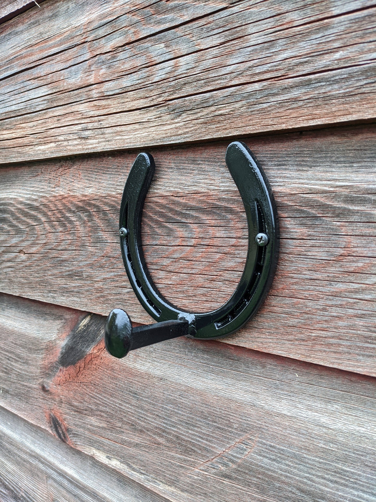 Railroad Spike Horseshoe Hook- front